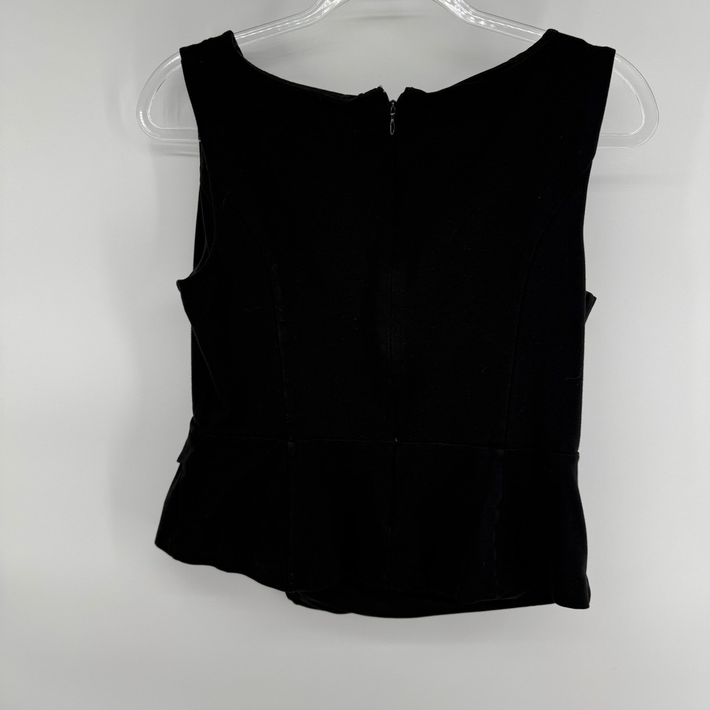 White House Black Market Black Sleeveless Peplum V Neck Top Size 10 - Picture 2 of 5